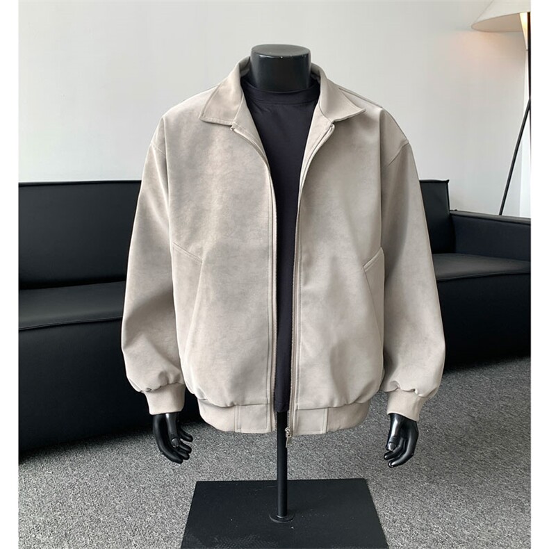 扎染脏脏美式复古立领PU夹克百搭宽松痞帅上衣外套JK2505-特P65图片
