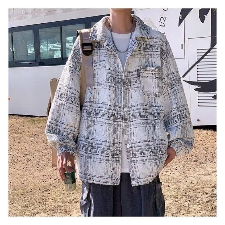 韩版设计感小香风格子外套女春秋季新款学生夹克复古工装上衣,男装夹克,星座506A