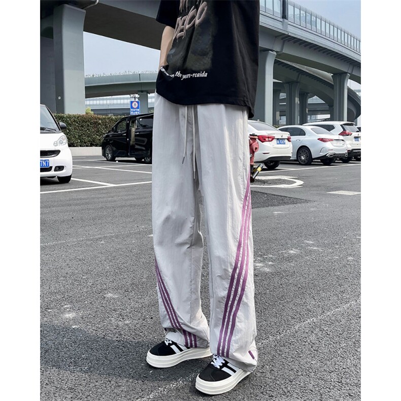 夏季新款条纹拼接男士薄款美式速干宽松休闲运动裤,女装休闲裤,星座410-7