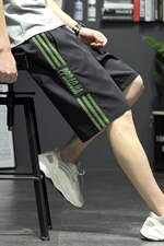 2021夏季新灰墙日系大码男条纹运动字母印花休闲短裤K2038-P35，男装休闲裤，电商A001