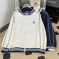 加绒加厚冬款男立领卫衣三条杠字母刺绣拼色夹克外套WY041P55，男装卫衣，星座1013-1
