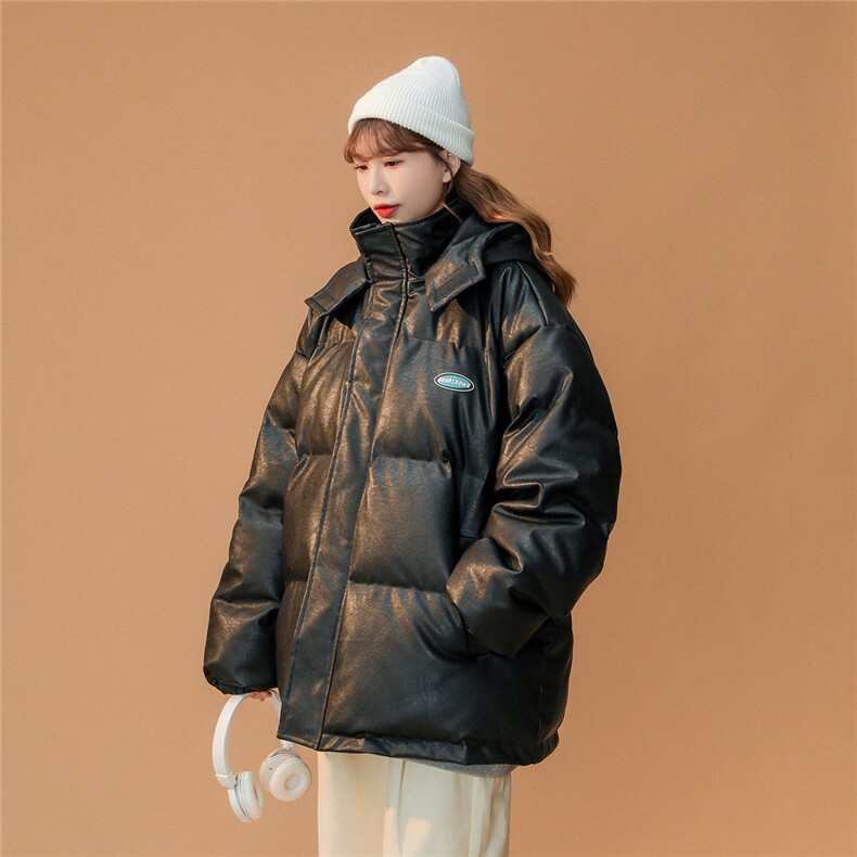 白鸭绒中性22冬季时尚潮流保暖PU皮连帽羽绒服YR107P225控298,男装羽绒服,A247A