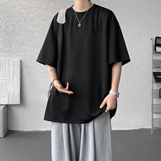 8XL-M高品质重磅棉光版纯色短袖T恤百搭款半截袖五分袖DX332特P23，男装T恤，电商D206-1
