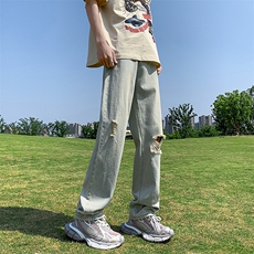 破洞牛仔裤男小直筒B342-K7035-P55直播品质，男装牛仔裤，电商B342