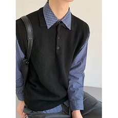 针织马甲男秋冬百莱绒轻熟风男士坎肩无袖毛衣背心翻领M3195，男装背心/马甲，星座1116A（原606A-3）