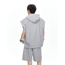 灰色连帽背心套装男女cp180-特p65，男装休闲套装，电商B371
