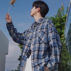 现货~24春秋宽松格子衬衫男装休闲衬衣薄外套XZ716A-CS816P55，男装衬衫，星座716A（原星座815-4）
