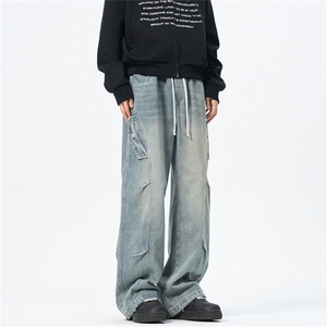 主推【S-4XL】现货！牛仔裤男水洗直筒工装裤 A080-8208-P65控88图片