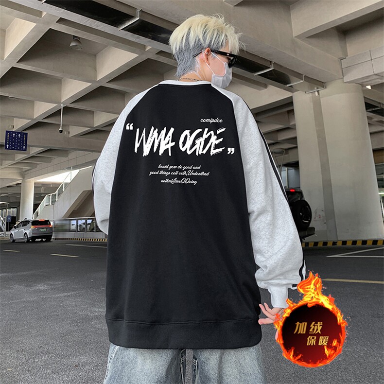 抖音得物供货提供视频秋冬重磅美式宽松织带圆领卫衣0754,男装卫衣,电商A486