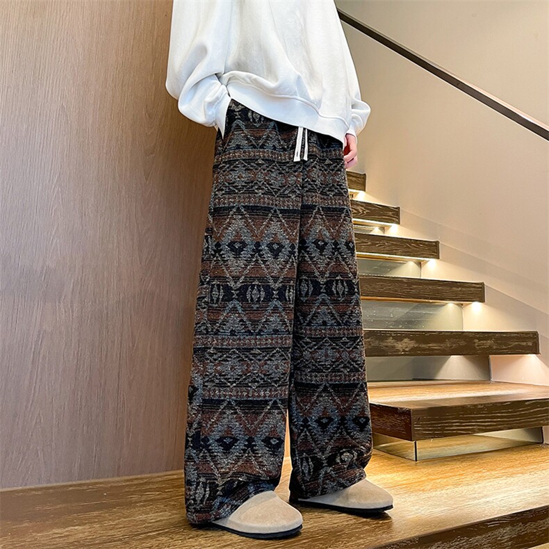 8XL-M羊羔绒裤子男冬季加绒加厚民族风重磅针织棉裤大码KZ023P78,男装民族服装,电商B312