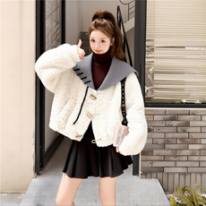 【现货】数据好海军领皮毛一体环保皮草2C327-9932-P190控298，女装皮草，2C327