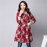 中长款印花连衣裙2021年春季长袖潮流时尚简约青春，女装连衣裙，独衣靓