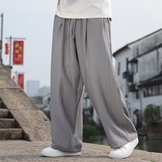2025春夏新款风男装休闲裤透气棉麻中式宽松阔腿裤K180-P55，男装休闲裤，电商B277(原6028)