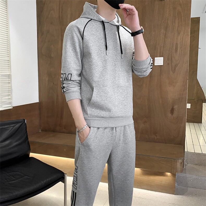秋冬新款时尚套装运动圆领潮牌弹力卫衣卫裤大码宽松套装外套外贸图片