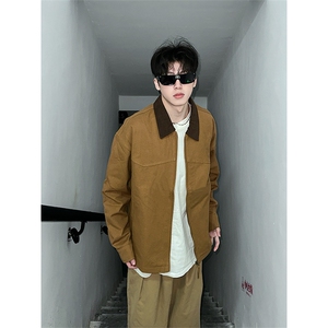 现货3000件 2026春季新款水洗帆布翻领底特律夹克男外套 JK570P75图片