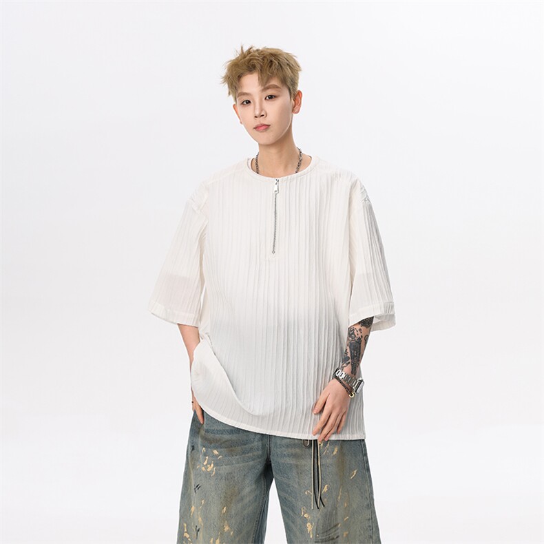 现货夏新潮流衬衫宽松打底衫男圆领痞帅短袖T恤513DT3535P30，男装T恤，星座513