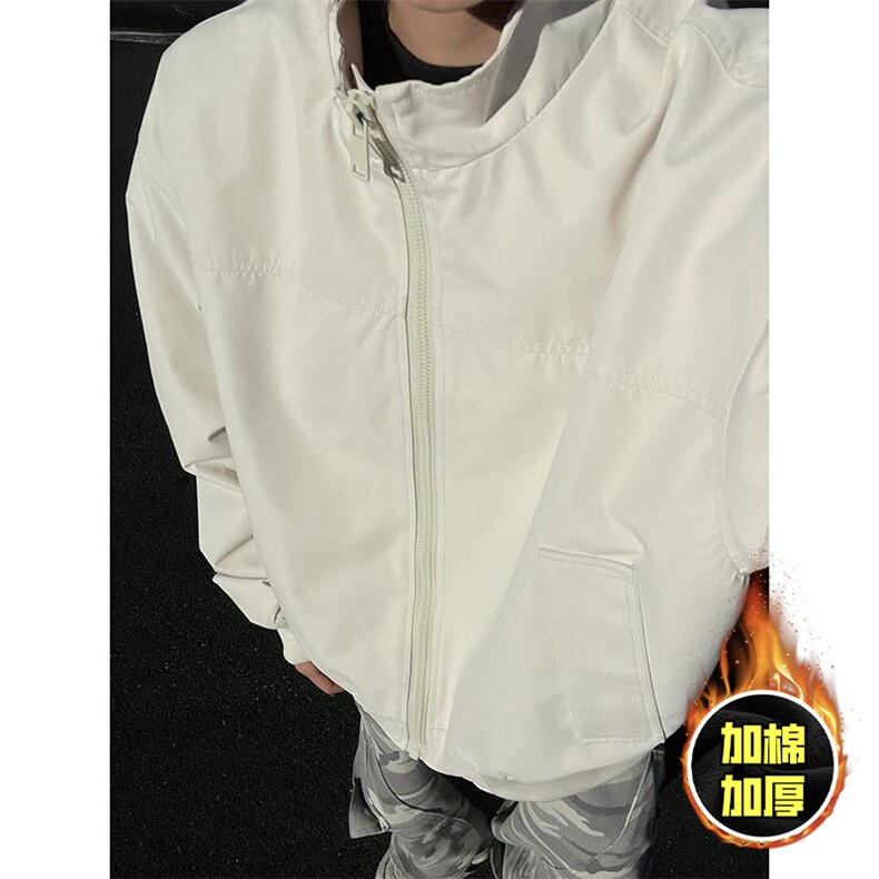 现货秋冬季美拉德立领飞行立领夹克boxy廓形棉衣高街加厚加棉外套，男装夹克，电商A486