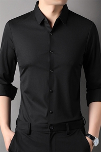 AG7737钱塘2020-3中年男士春秋纯色薄款商务休闲长袖衬衫P75图片
