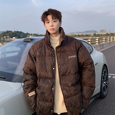 现货立领褶皱复古做旧面料设计棉衣保暖棉服男225-2-Y211-P155，男装棉衣，星座225-2
