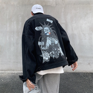 美式复古牛仔外套男春高街潮牌ins褂子hiphop工装夹克JK867-P68图片