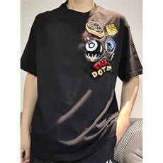 万针全刺绣工艺得物抖音高品质260克纯棉双纱美式高街短袖T恤P33，男装T恤，电商A486-1