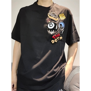 万针全刺绣工艺 得物抖音高品质260克纯棉双纱美式高街短袖T恤P33图片
