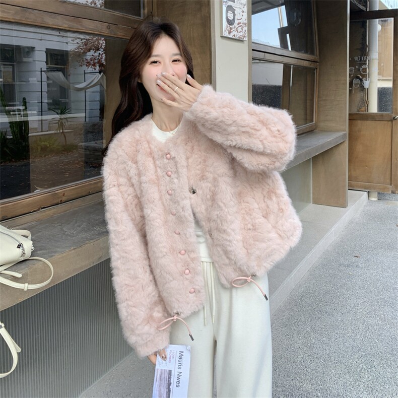 现货莫斯粉羊羔毛外套2C117-1827P175K268,女装短外套,2C117