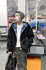420克重磅日系纯色格纹开衫男女休闲连帽卫衣外套W4687-特价P65，男装卫衣，电商A007