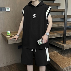 C430-P502024夏季套装潮牌运动背心男坎肩无袖体恤五分裤现货，男装休闲套装，星座512-6