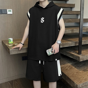 C430-P50 2024夏季套装潮牌运动背心男坎肩无袖体恤五分裤 现货图片