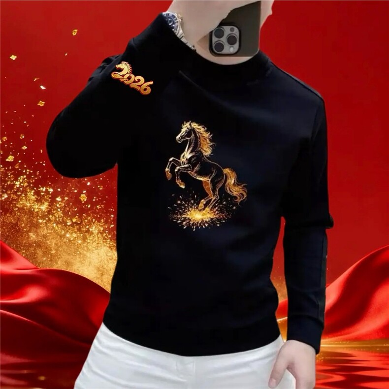 印花秋冬卫衣男美式春秋季新款圆领宽松上衣chic港风潮流打底衫,男装T恤,星座715-4