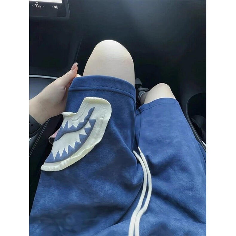 鲨鱼嘴贴布短裤男款夏季潮牌外穿五分裤休闲运动沙滩裤 DDK14图片