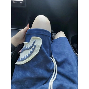 鲨鱼嘴贴布短裤男款夏季潮牌外穿五分裤休闲运动沙滩裤 DDK14图片