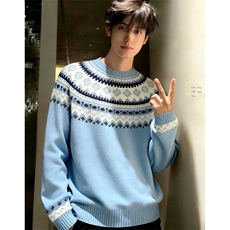 费尔岛毛衣女秋冬Miu系上衣提花撞色慵懒风针织衫MH2313，男装针织衫/毛衣，星座1116A（原606A-3）