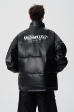1鳄鱼纹印花设计大码M-5XL手塞棉夹克PU皮棉服男8507P120控158，男装夹克，星座226-2