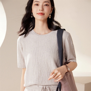 2025春秋新款羊绒衫女100纯山羊绒轻奢高端减龄通勤纯色针织衫图片