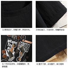 亚麻短袖t恤男大码五分袖男宽松七分袖砖墙挂拍YT26282-P30，男装T恤，电商A040A