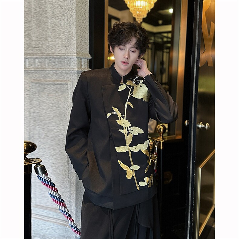 现货！25礼服西装重工系列刺绣新中式立领西服外套XZ124-P178,男装西服,电商B288