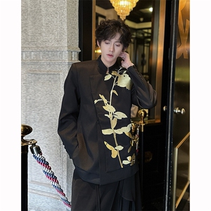 现货！25礼服西装重工系列刺绣新中式立领西服外套XZ124-P178,男款皮西装穿搭图片