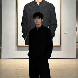 现货黑色美式cleanfit垫肩外套男春季短款痞帅高级感铆钉正肩夹克图片