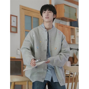 春夏新品优雅圆领羊毛混纺钉珠针织开衫原宿简约 M5505,男装卫衣,星座1116A（原606A-3）