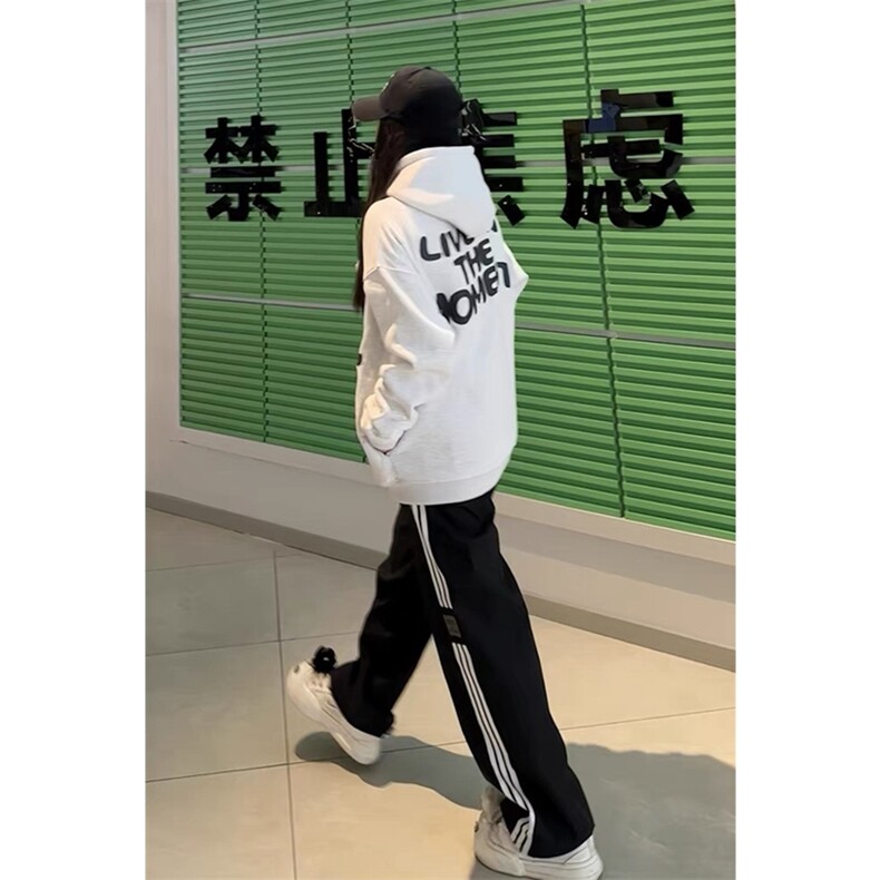 网图 美式印章三条杠长裤巴黎神裤宽松直筒休闲裤KK181-P50图片