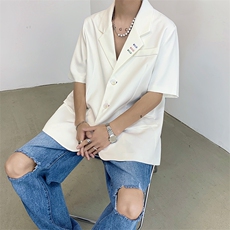 短袖西装外套男春夏设计感小众痞帅宽松西服-X105，男装西服，星座512-1（原513-3）