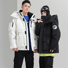 标羽绒服男女同款工装运动登山服中长款冬季冲锋衣防寒外套P220，男装夹克，星座1210A