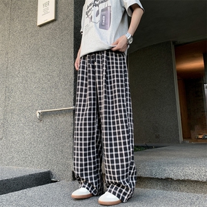 泡泡纱透气蓝色格子休闲裤 YK313特批28 面料：棉%聚酯纤维75 %图片