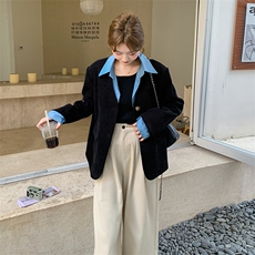 黑色假两件西装外套女2025春季新款韩系高级感气质时尚小个子西服，女装西装，2C176