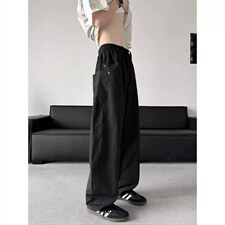 1506/QA030/P43春秋季裤子男简约纯色设计感大口袋阔腿弯刀裤男，男装休闲裤，星座1506