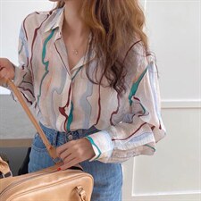 夏季新款韩版洋气时尚条纹衬衫防晒衣，女装衬衫，L·H·X