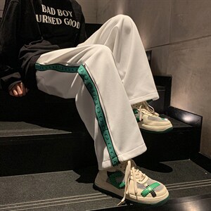 2025秋冬新款港风宽松休闲直筒抽绳松紧腰男装休闲裤DM171-P50图片
