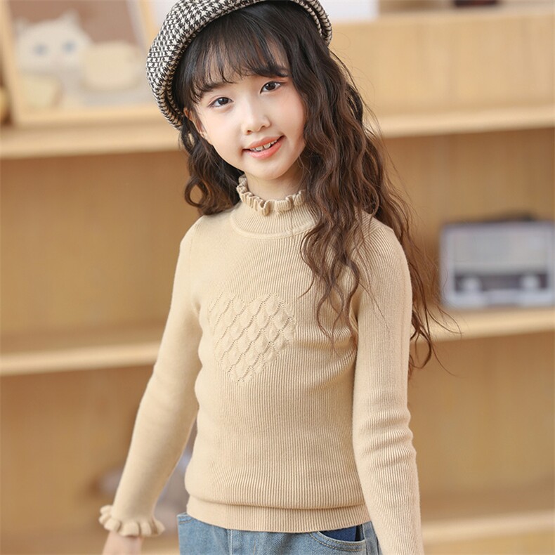 2024新款安迪绒童装女童木耳边抽条毛衣时尚保暖舒适百搭，童装卫衣/绒衫，绒颖羊绒